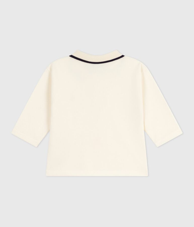 Polo b&eacute;b&eacute; en coton &agrave; manches longues uni &eacute;cru