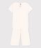 Pyjama petits cœurs petite fille en coton blanc MARSHMALLOW/ PAPAYE