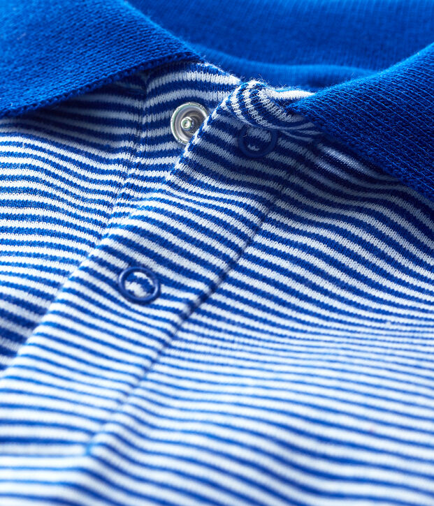 Body col polo en coton manches courtes b&eacute;b&eacute; gar&ccedil;on bleu/blanc