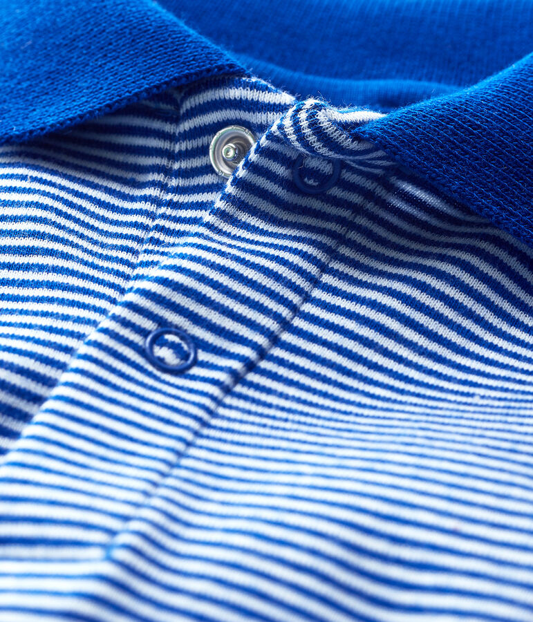 Body col polo en coton manches courtes b&eacute;b&eacute; gar&ccedil;on bleu SURF/blanc MARSHMALLOW