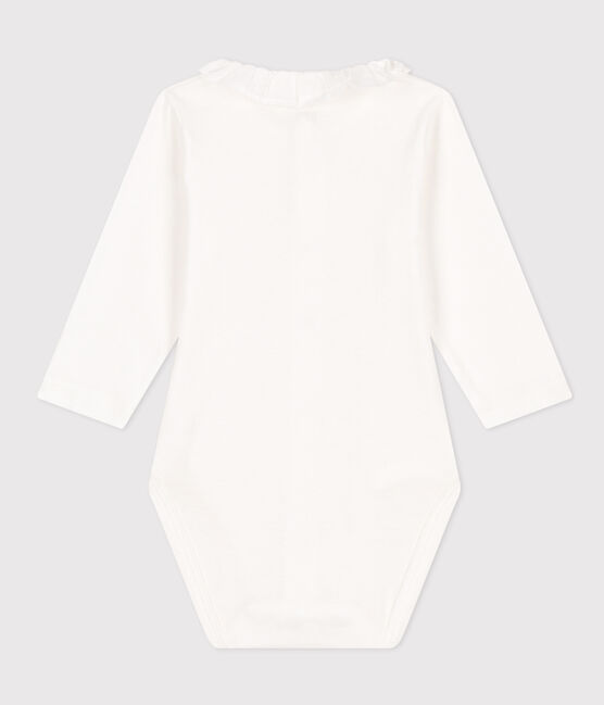 Body manches longues à collerette en coton bébé blanc MARSHMALLOW