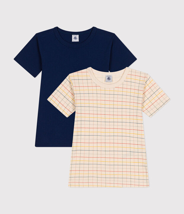 Lot de 2 tee-shirts &agrave; manches courtes en coton enfant multicouleur