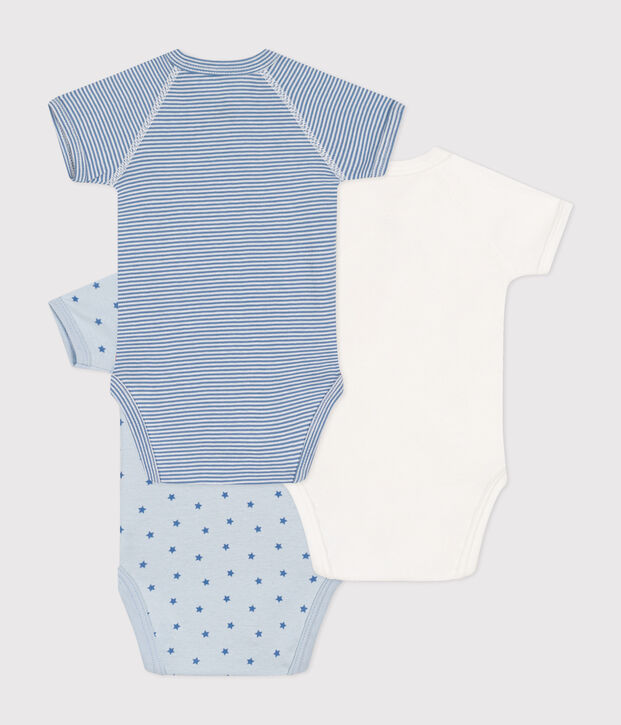 Lot de 3 bodies crois&eacute;s manches courts en coton b&eacute;b&eacute; multicouleur