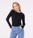 L'Iconique, T-shirt met lange mouw van effen ribstof voor dames