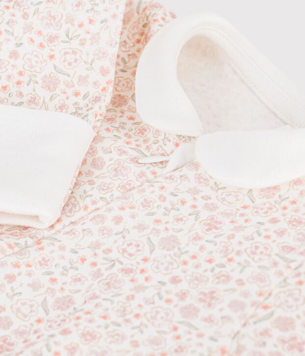 Pyjama b&eacute;b&eacute; en coton imprim&eacute; &agrave; fleurs blanc/multicouleur