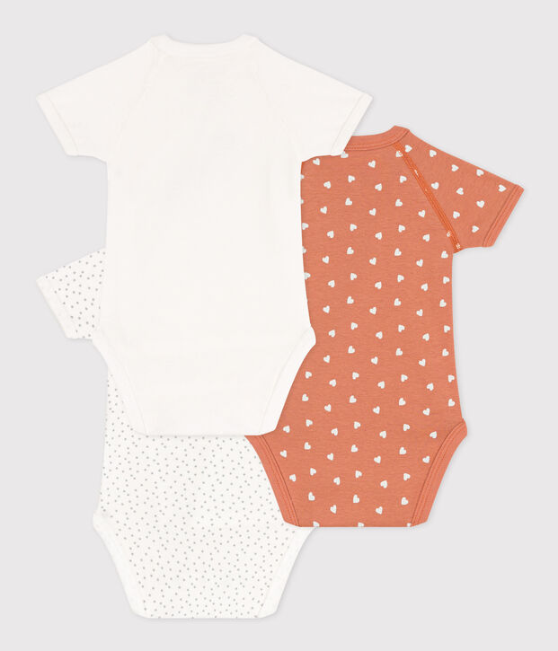 LOT DE 3 BODIES MANCHES COURTES B&Eacute;B&Eacute; EN COTON multicouleur