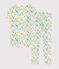 Pyjama fleurs aquarellées petite fille en coton blanc MARSHMALLOW/blanc MULTICO