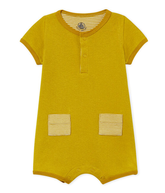 Combicourt bébé fille en coton et lin vert BAMBOO