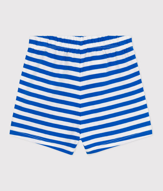 Short bébé en coton rayé bleu PORCELANA/ MARSHMALLOW