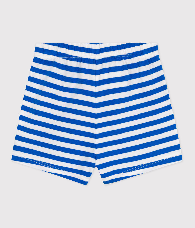 Short b&eacute;b&eacute; en coton ray&eacute; bleu/blanc