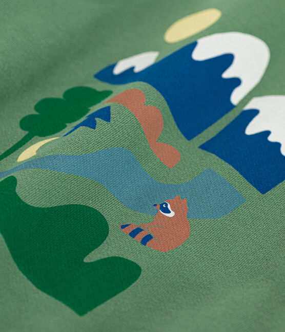 Sweatshirt in fleece voor jongens groen PALMERAIE