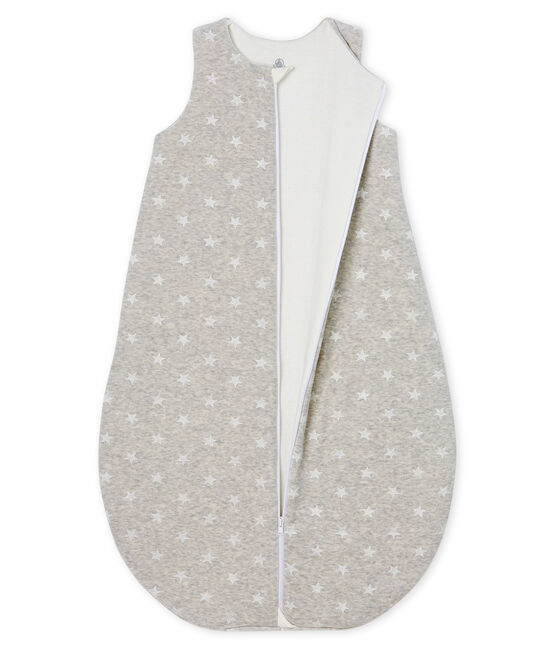 Fluwelen trappelzak babyjongen grijs BELUGA/wit MARSHMALLOW
