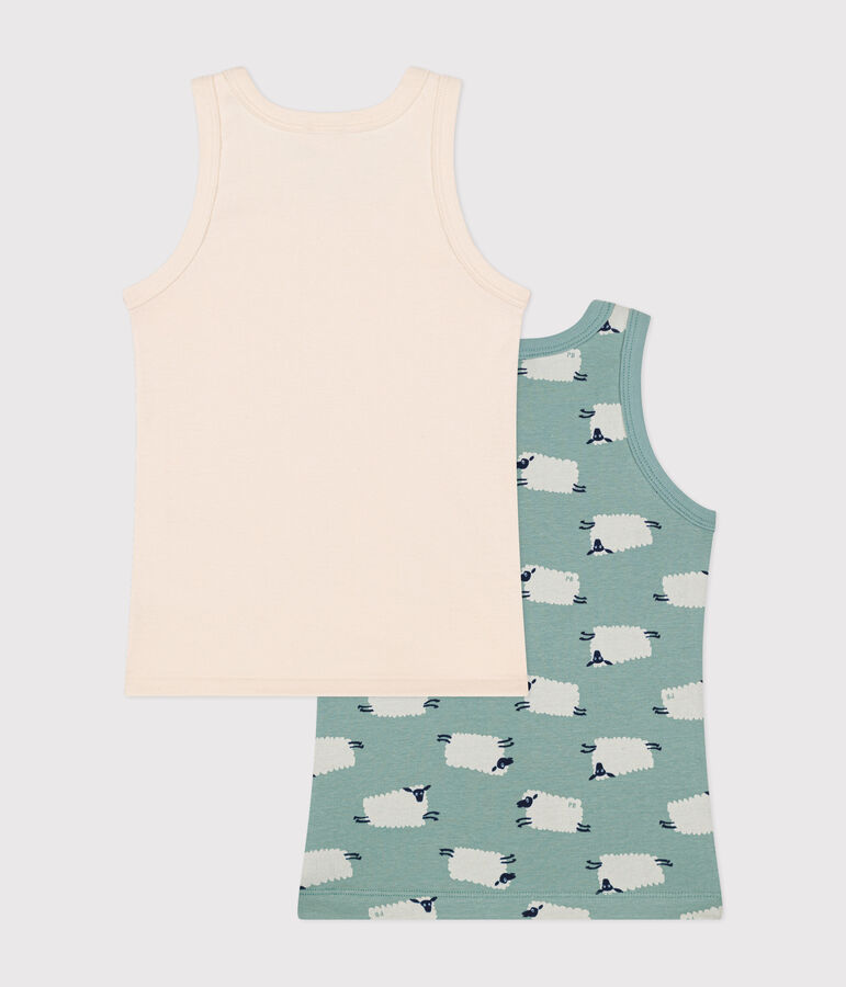 Setje met 2 katoenen hemdjes met schaapmotiefje voor kinderen variante 1