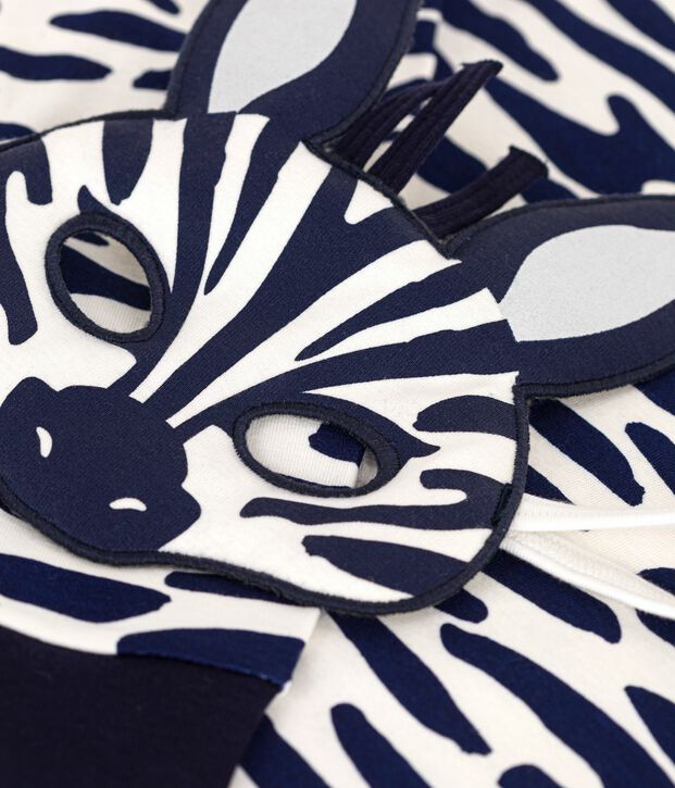 Pyjama d&eacute;guisement enfant en coton imprim&eacute; z&egrave;bre bleu/bleu