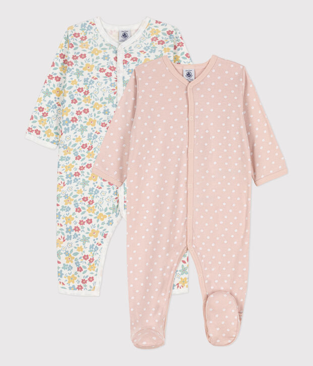 Set van 2 slaappakjes met bloemenprint en stippen in katoen voor baby's multicouleur