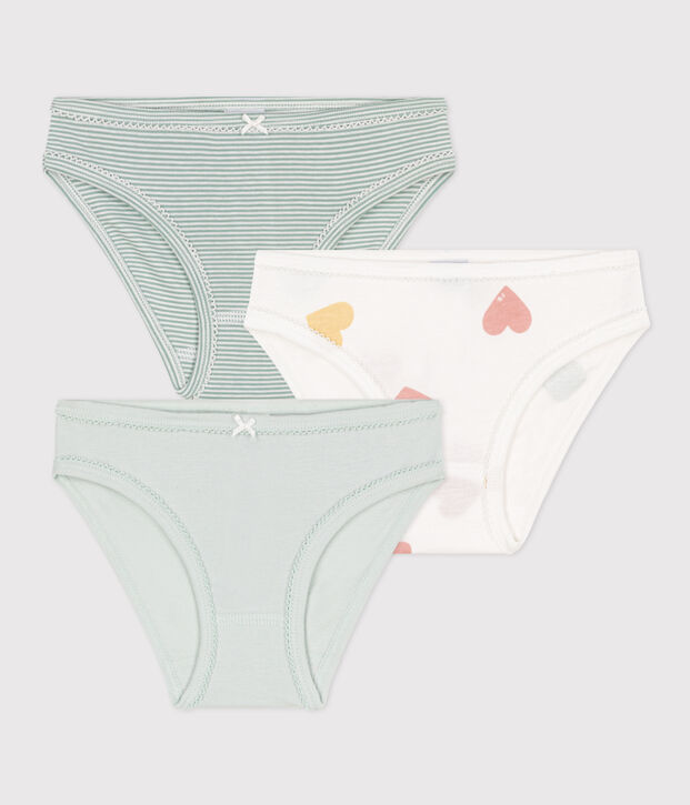 Set van 3 katoenen meisjesslips met hartjes multicouleur