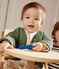 Gebreide uniseks babycardigan in ribbelsteek groen CROCO