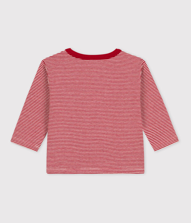 Baby-T-shirt met lange mouwen milleraies-strepen van tubic rood/beige