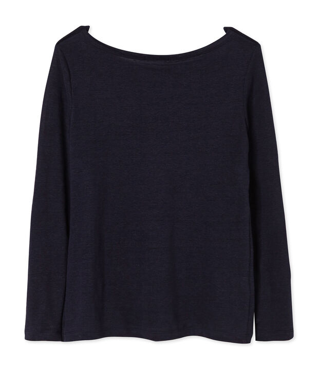 Dames-T-shirt in linnen blauw