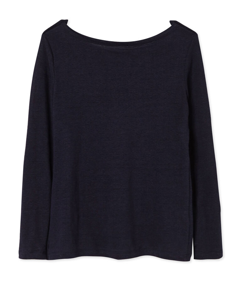 Dames-T-shirt in linnen blauw SMOKING