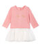 Robe manches longues bi-matière bébé fille rose CHARME/blanc MULTICO