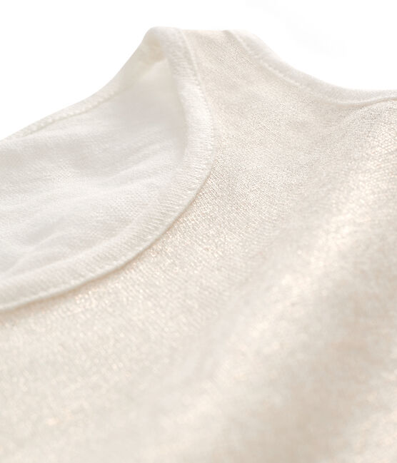 Tanktop voor vrouwen van geïriseerd linnen wit MARSHMALLOW/roze COPPER