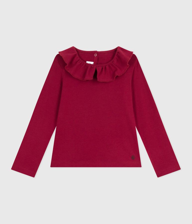 Tee-shirt enfant manches longues en coton uni rouge