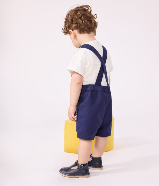 Korte salopette in keperstof voor baby's blauw MEDIEVAL