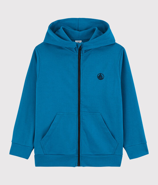 Katoenen sweater met capuchon en rits voor jongens blauw MYKONOS