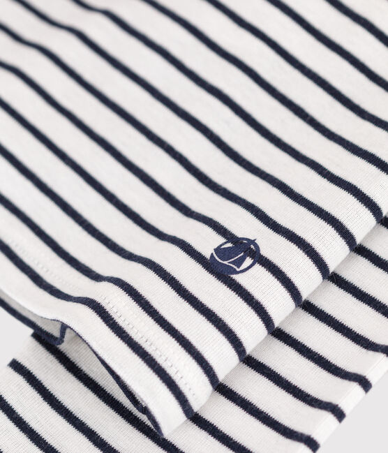 L'ICONIQUE, dames-T-shirt met rolkraag in katoen wit MARSHMALLOW/blauw SMOKING