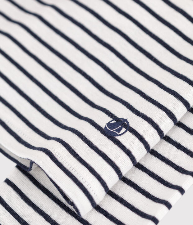 L'ICONIQUE, dames-T-shirt met rolkraag in katoen wit/blauw