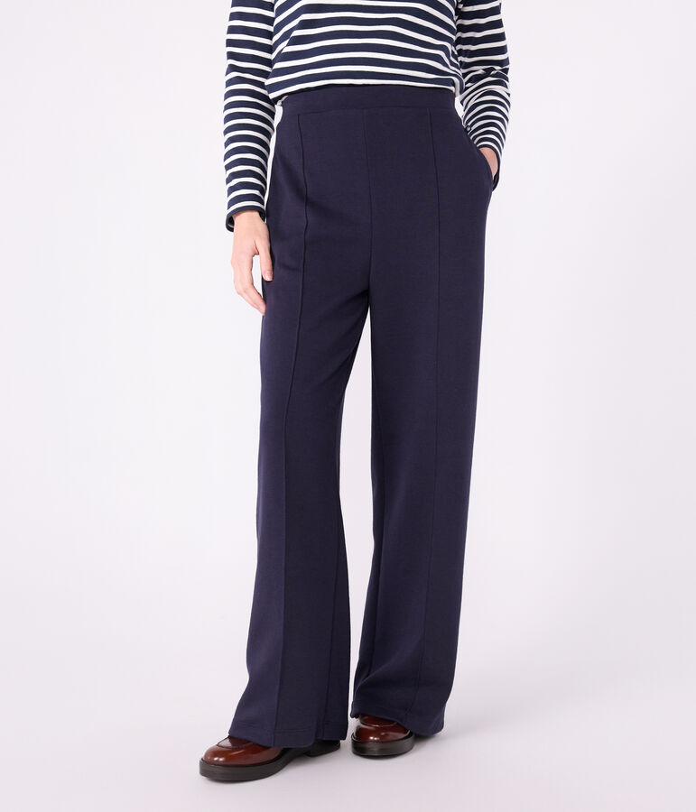 Pantalon femme en coton bleu