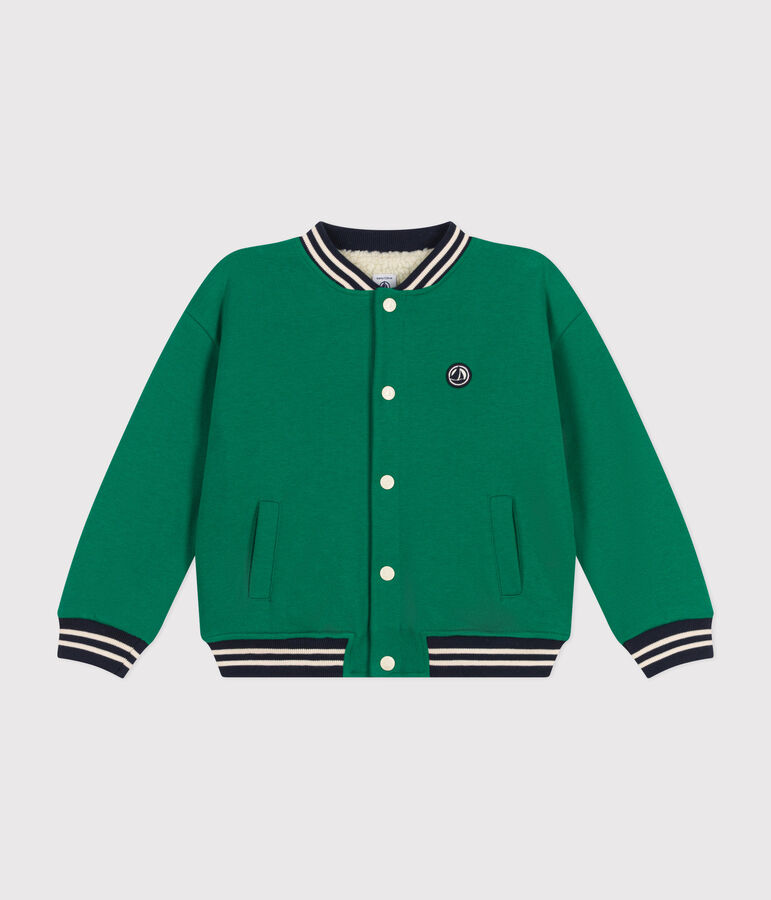 Baseballjasje van fleece en sherpa voor jongens groen