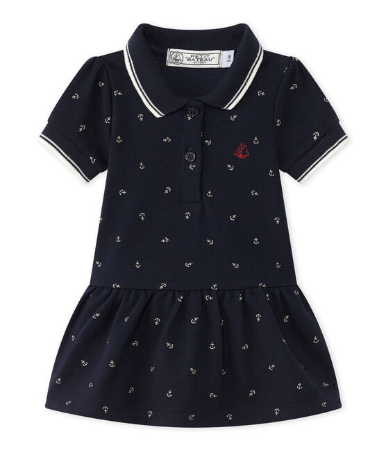 Robe bébé fille bleu SMOKING/blanc FETA