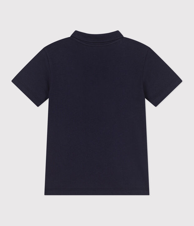 Polo enfant en coton &agrave; manches courtes uni bleu marine