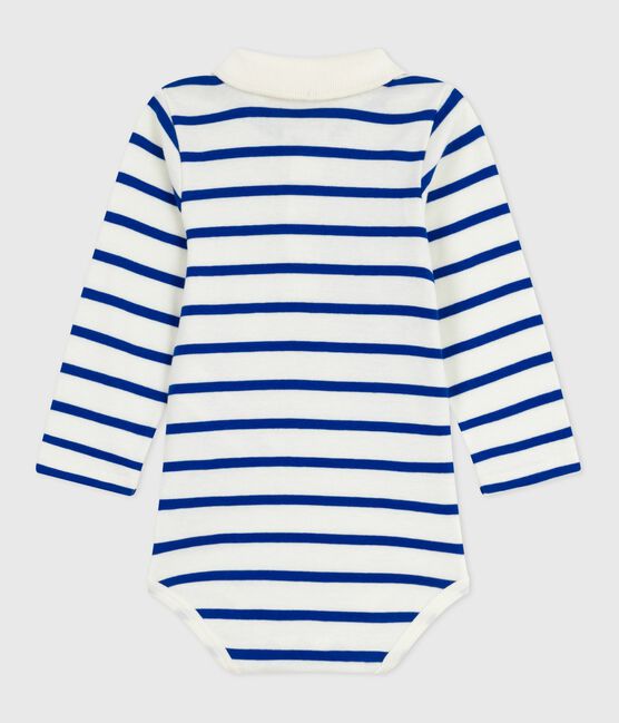 Body bébé en coton col polo rayé bleu MILK/ OLYMPIC