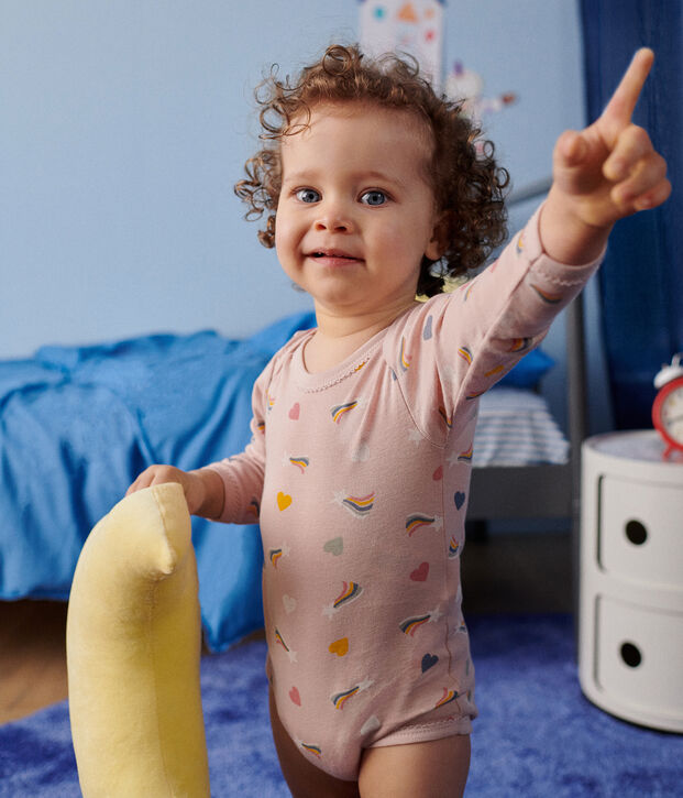 Setje met 5 katoenen body's met lange mouw en sterretjes en hartjes voor baby's multicouleur