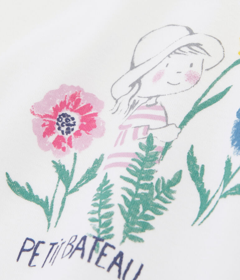 Effen T-shirt baby meisje wit/multicouleur