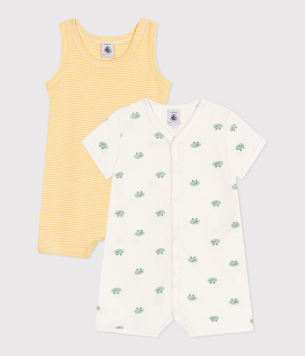 Lot de 2 combinaisons courtes en coton b&eacute;b&eacute; multicouleur