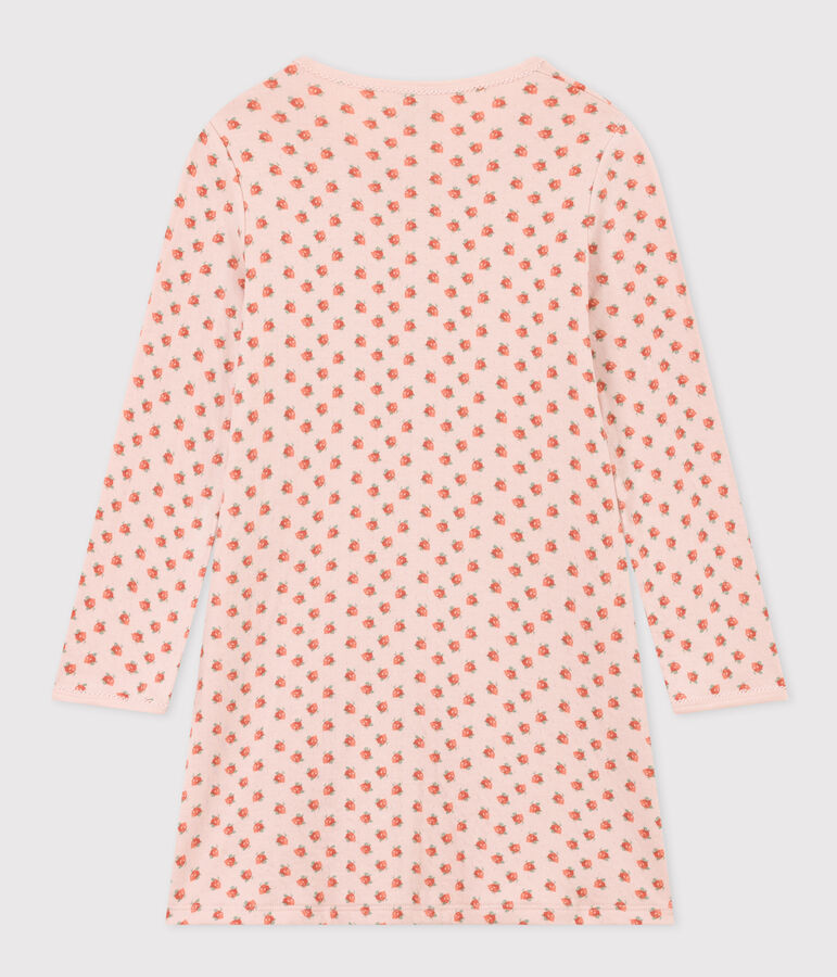 Chemise de nuit fleur petite fille en tubique rose/multicouleur