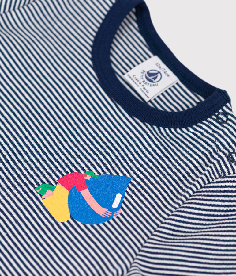 Tee-shirt B&eacute;b&eacute; Petit Bateau x Water Family bleu/blanc