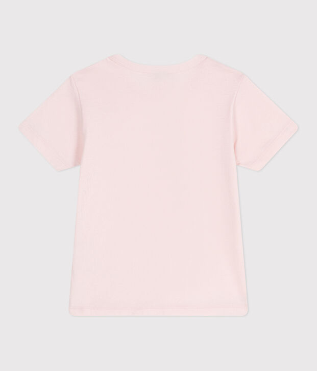 Tee-shirt enfant en coton manches courtes imprim&eacute; rose clair