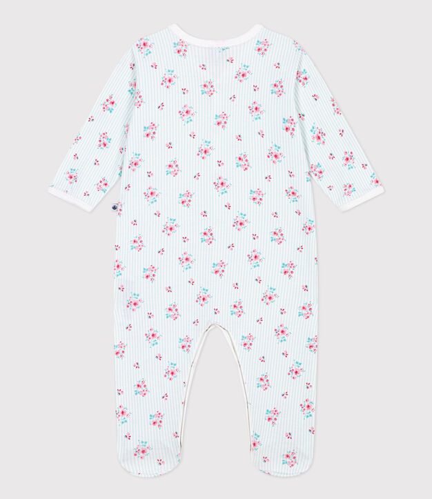 Pyjama b&eacute;b&eacute; en coton imprim&eacute; fleuri blanc/multicouleur