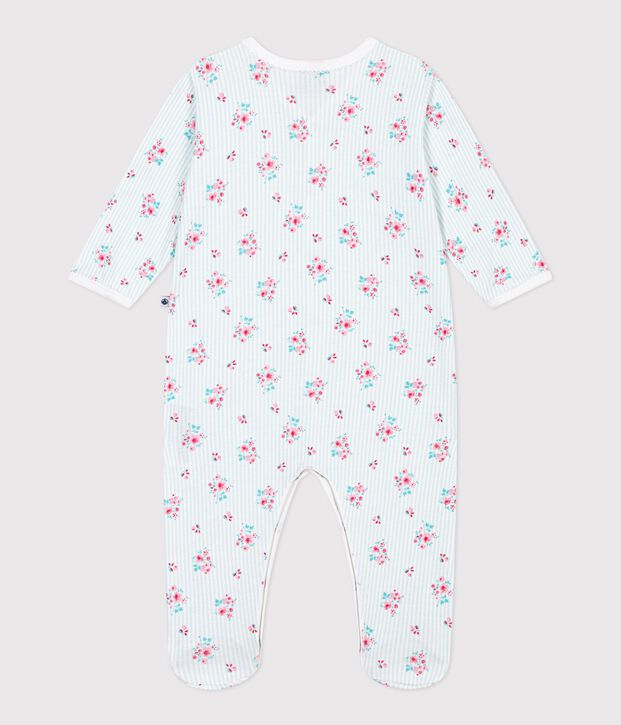 Katoenen babypyjama met bloemenprint wit/multicouleur