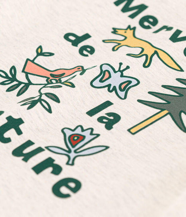 Tee-shirt manches courtes en coton enfant fille beige chin&eacute;