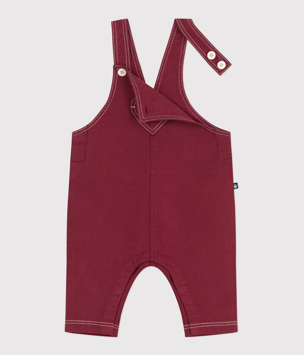 Babysalopette met lange pijpen van gekleurde denim rood