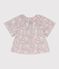 Blouse enfant en coton manches courtes imprim&eacute;e fleurs bleu/multicouleur