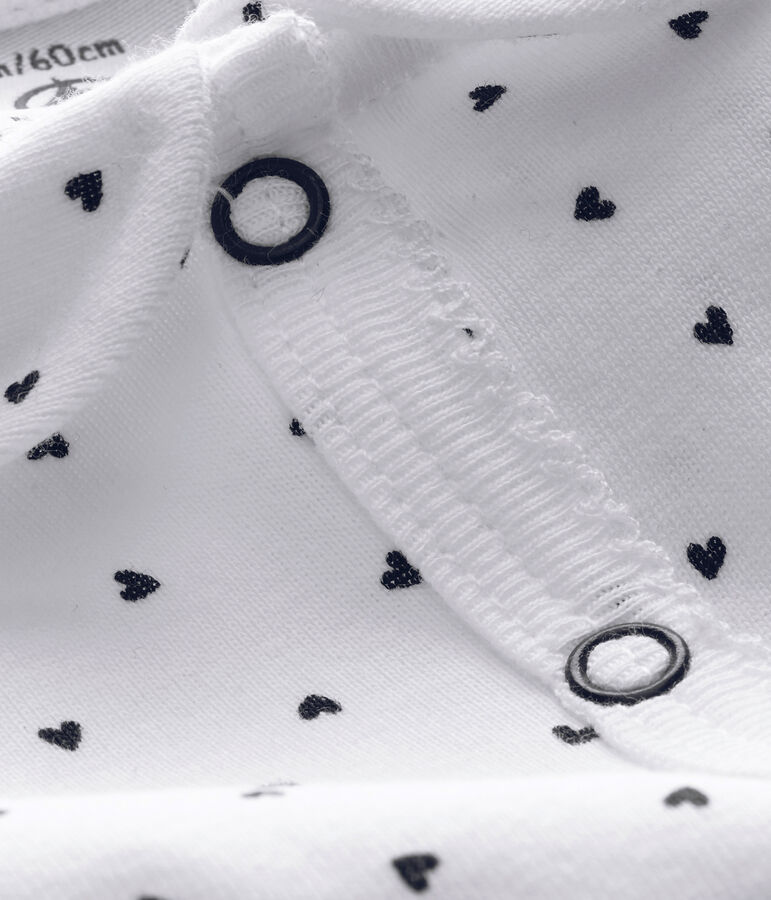 Dors bien sans pieds b&eacute;b&eacute; imprim&eacute; c&oelig;urs blanc/bleu