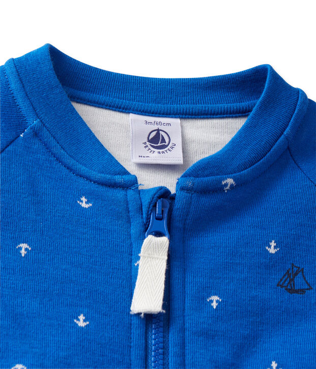 Cardigan b&eacute;b&eacute; gar&ccedil;on en tubique blauw/wit