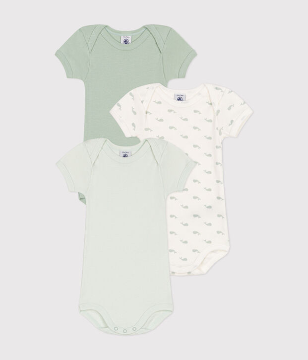 Lot de 3 bodies manches courtes minis baleines en coton b&eacute;b&eacute; multicouleur